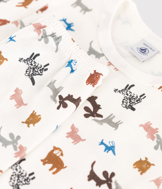 Children's Unisex Short-Sleeved Cotton Pyjamas MARSHMALLOW white/MULTICO white
