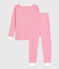Children's stripy cotton pyjamas with snug-fitting legs PEONIA pink/MARSHMALLOW