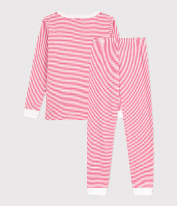 Children's cotton pyjamas, very fitted with stripes pink/white
