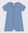 Babies' Short Cotton Playsuit BEACH blue/MARSHMALLOW