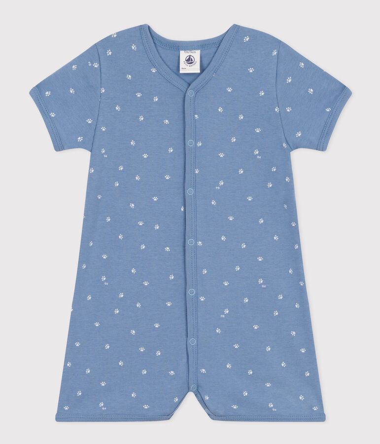 Babies' Short Cotton Playsuit blue/white