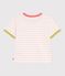 Children's short-sleeved stripy cotton T-shirt white/orange