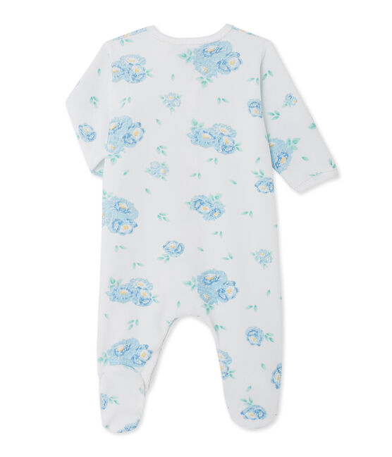 Baby girls' print velours sleepsuit LAIT white/BLEU blue/MULTICO