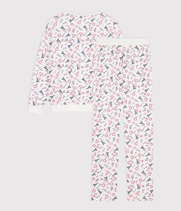 Women's Paris print cotton pyjamas white/multicolor