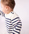 Babies' stripy wool and cotton sailor-style jumper MARSHMALLOW blue/SOIR