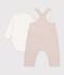 Babies' dungarees and body set in cotton with a plain collar multicolor