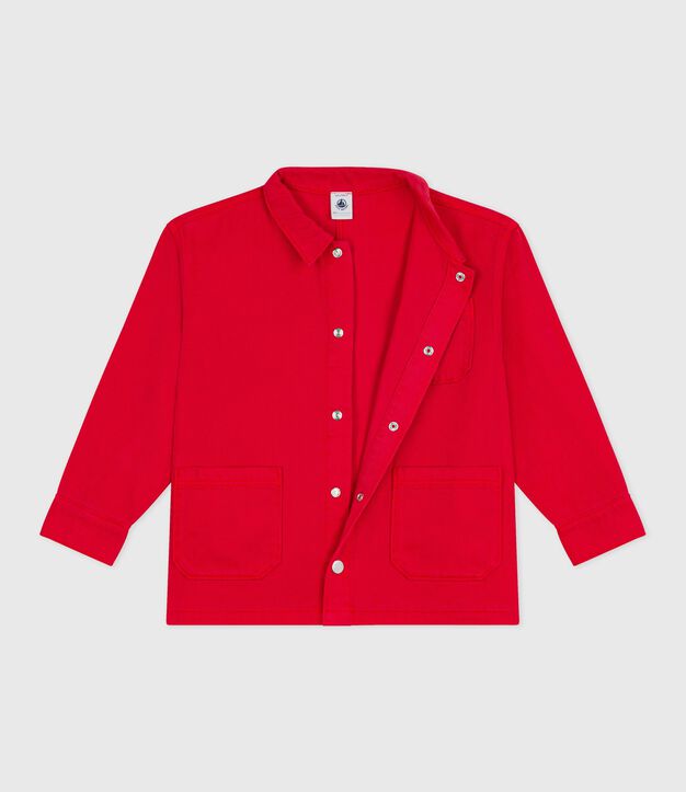 Children's jacket in plain cotton red