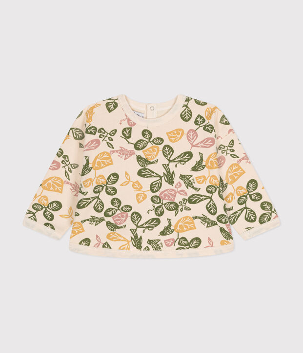 Babies' Fleece Sweatshirt Ecru/multicolor