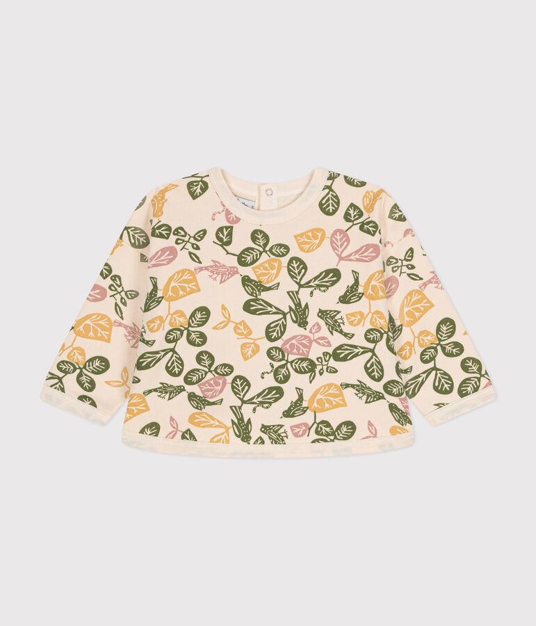 Babies' Fleece Sweatshirt Ecru/multicolor