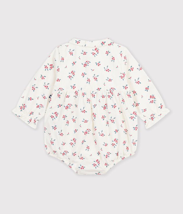 Combinaison courte b&eacute;b&eacute; en velours fin, &agrave; col imprim&eacute; myrtilles Ecru/multicolor