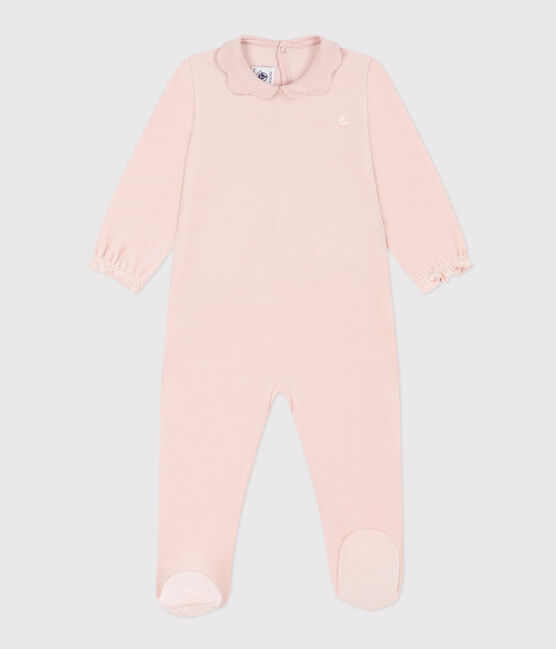 Babies' Plain Pink Velour Pyjamas SALINE pink