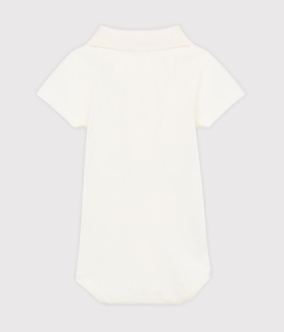 Baby Boys' Bodysuit with Polo Shirt Collar MARSHMALLOW white