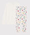 Girls' or Women's Floral Dual-Material Pyjamas MARSHMALLOW white/MULTICO white