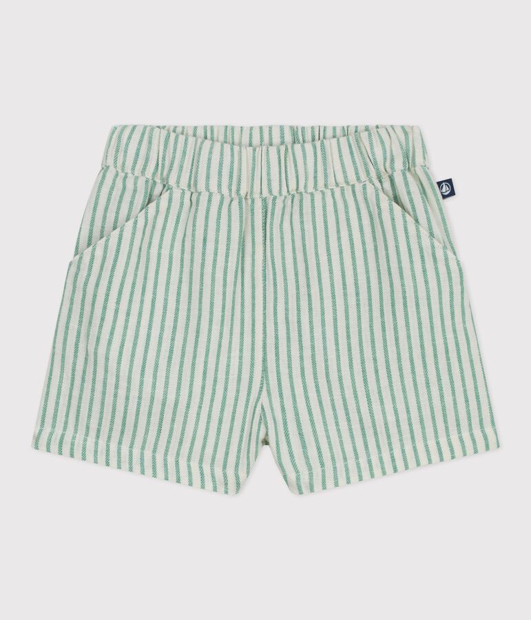 Babies stripy cotton/linen shorts green/green