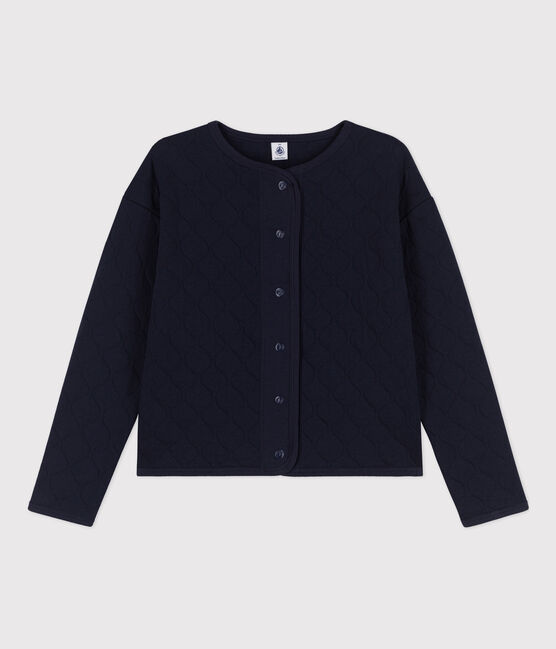 Women's Quilted Tube Knit Cardigan SMOKING blue