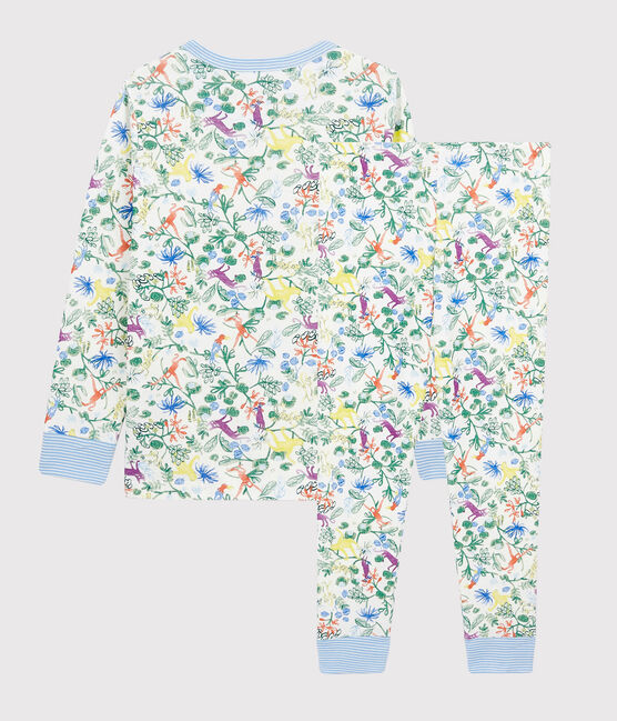 Boys' Jungle Print Cotton Pyjamas MARSHMALLOW white/MULTICO white