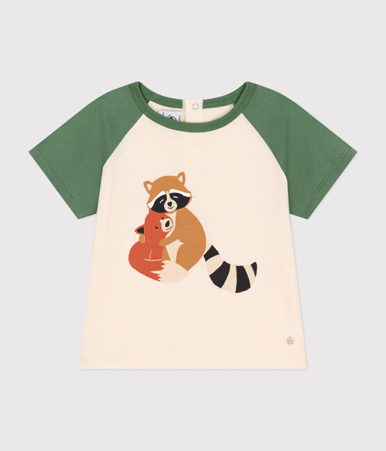 Babies' short-sleeved fine jersey T-shirt AVALANCHE /PALMERAIE