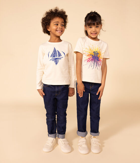 Girls' slim fit denim trousers DENIM BLEU blue
