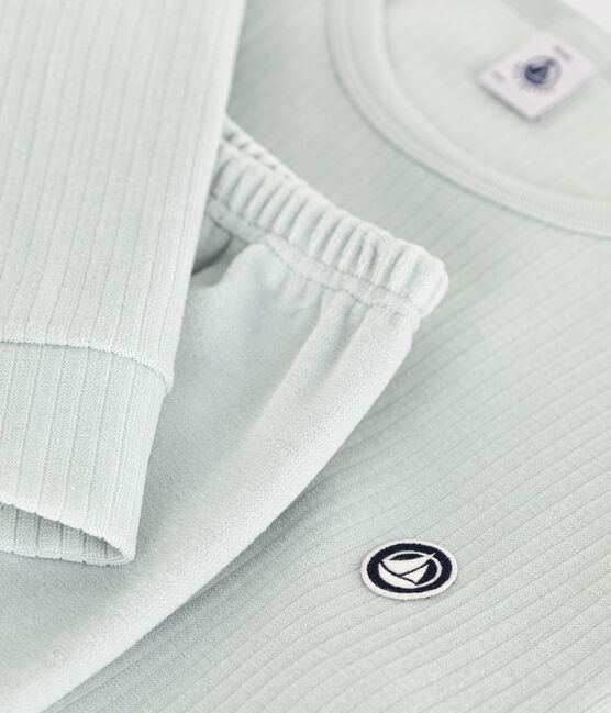 Children's plain velour pyjamas CO2 blue