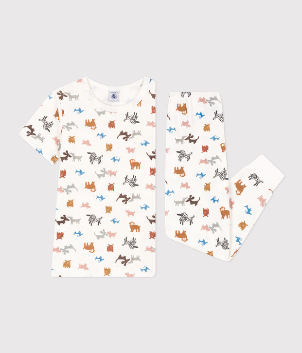 Children's Unisex Short-Sleeved Cotton Pyjamas white/multicolor