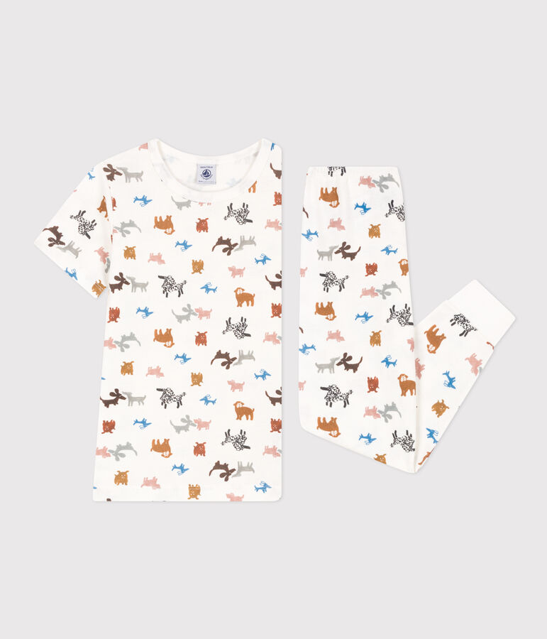 Children's Unisex Short-Sleeved Cotton Pyjamas white/multicolor