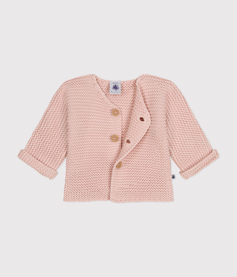 Babies' Moss Stitch Knit Cardigan pink