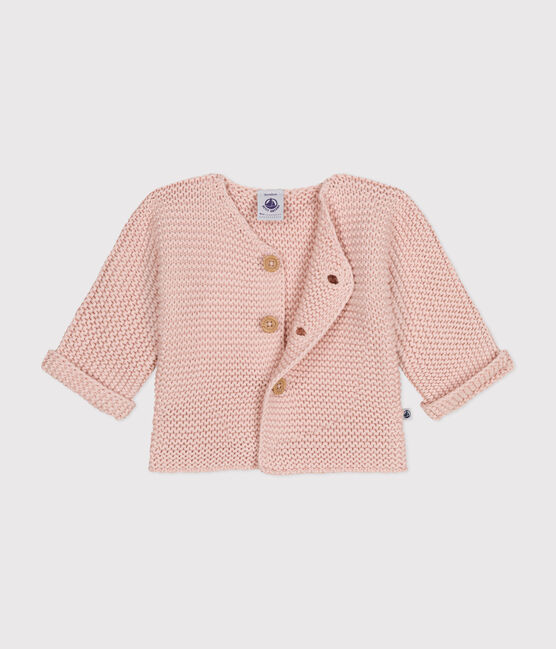 Babies' Moss Stitch Knit Cardigan SALINE pink