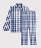 Boys' Checked Twill Pyjamas MEDIEVAL blue/MARSHMALLOW white