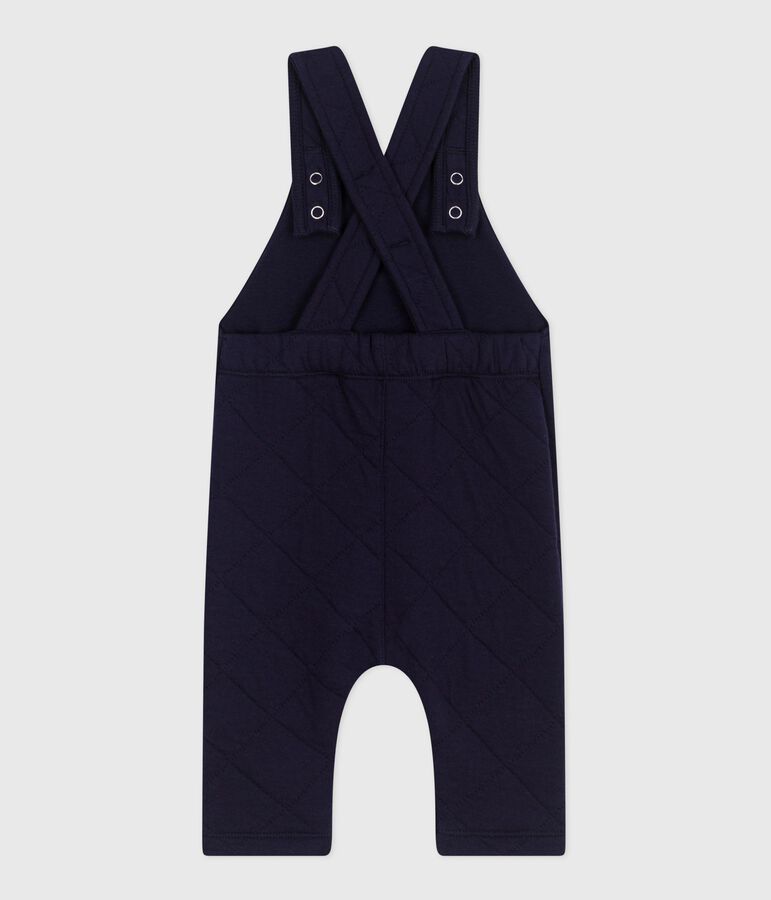 Babies' long-leg dungarees in plain thick cotton blue