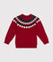 Boys' wool and cotton jacquard jumper STOP red/MULTICO