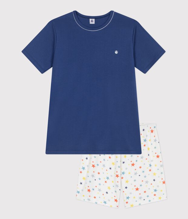 Children's star print short cotton pyjamas blue/multicolor