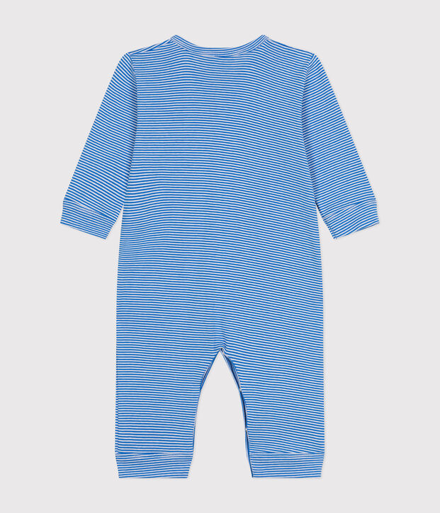 Babies' Footless Stripy Cotton Pyjamas blue/white