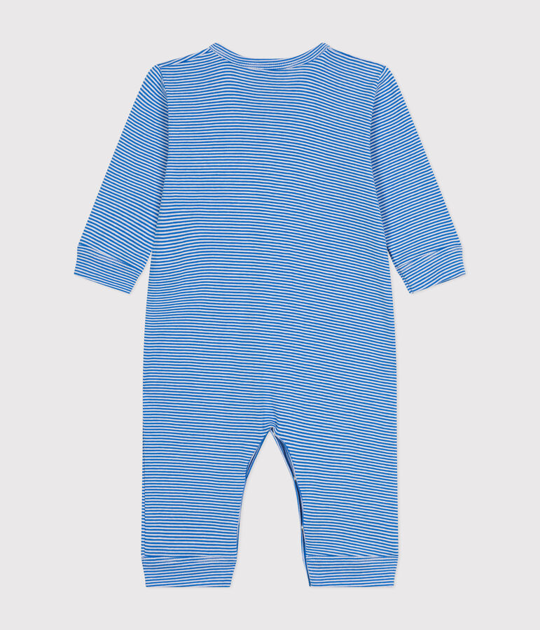 Babies' Footless Stripy Cotton Pyjamas blue/white