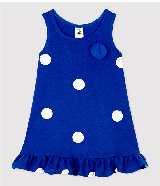 Baby Girls' Sleeveless Linen Dress SURF blue/MARSHMALLOW white