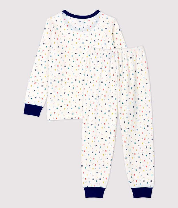 Multicoloured Letter Print Velour Pyjamas white/multicolor