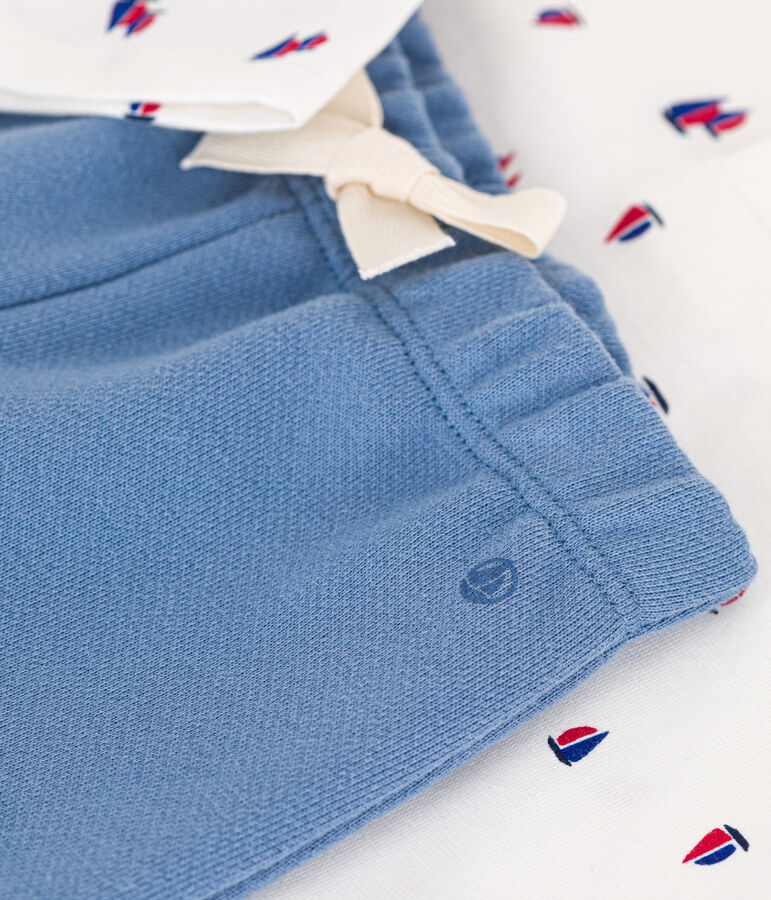 Babies' cotton fleece dungarees and T-shirt multicolor