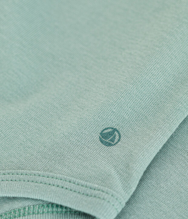 Babies' long-sleeved cotton bodysuit with a collar green