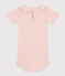 Babies' Short-Sleeved Cotton Bodysuit With Ruffle Collar SALINE pink