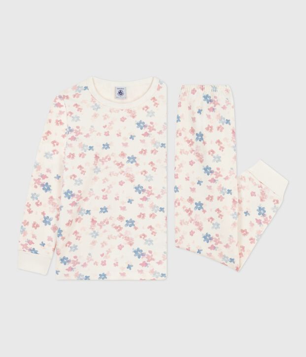 Children's pyjamas in floral-print fleece Ecru/multicolor