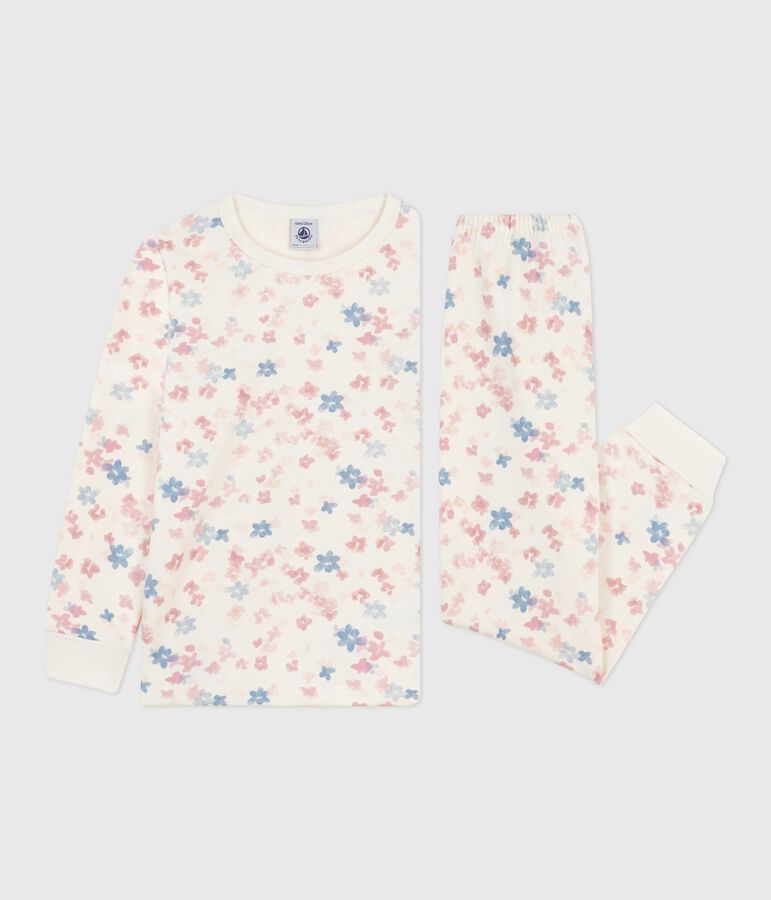 Children's pyjamas in floral-print fleece Ecru/multicolor