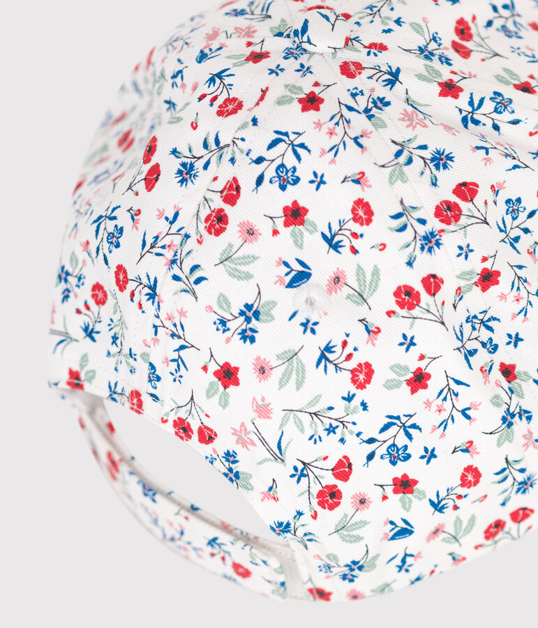 Girls' floral print canvas cap MARSHMALLOW white/MULTICO white