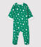 Babies' Zip-Up Starry Cotton Sleepsuit GAZON green/ECUME white
