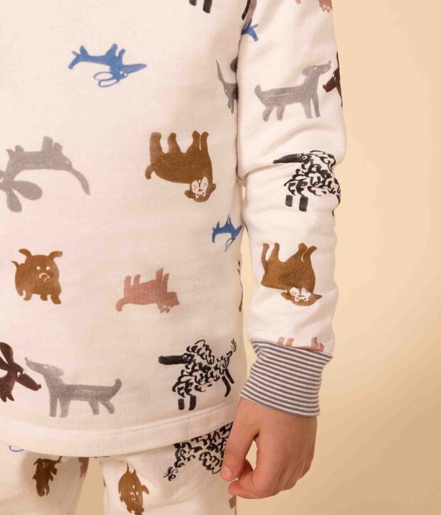 Children's Unisex Dog Fancy Dress Fleece Pyjamas with mask white/multicolor