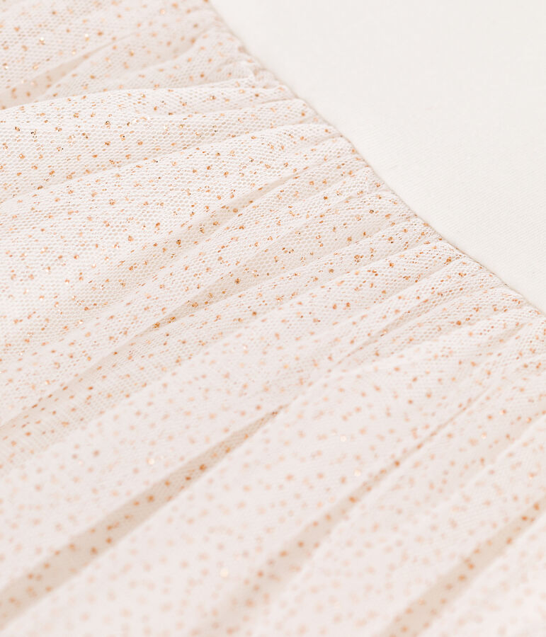 Children's short-sleeved cotton and tulle dress white/pink