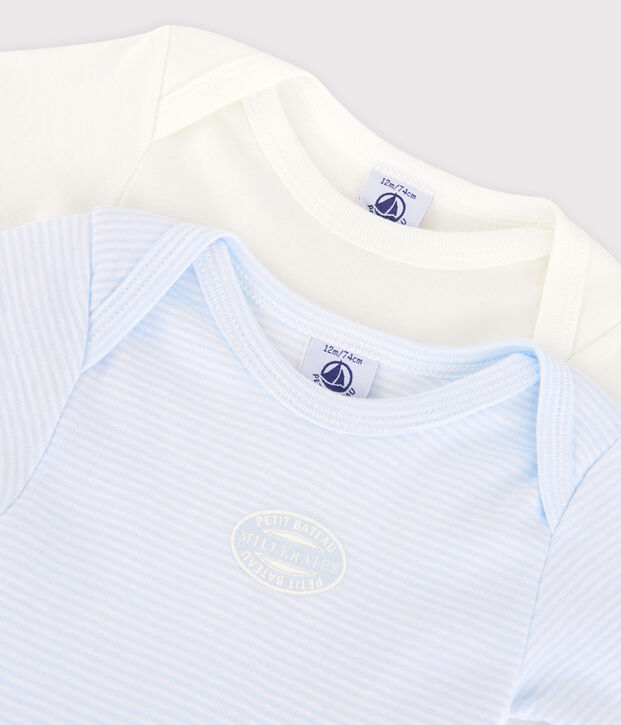 Babies' Pinstriped Organic Cotton Long-sleeved Bodysuits - 2-Pack multicolor