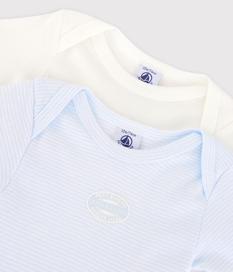 Babies' Pinstriped Organic Cotton Long-sleeved Bodysuits - 2-Pack multicolor