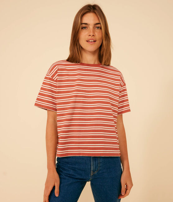 Women's Boxy Stripy Cotton T-Shirt FAMEUX /AVALANCHE