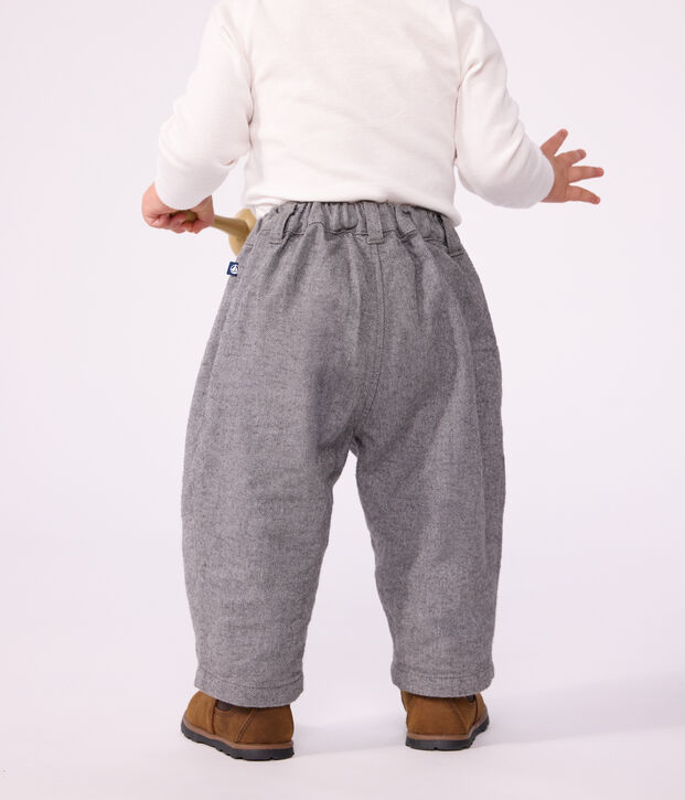 Babies' plain flannel trousers grey