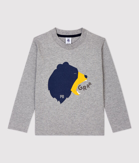 Boys' Long-Sleeved Cotton T-Shirt SUBWAY CHINE grey