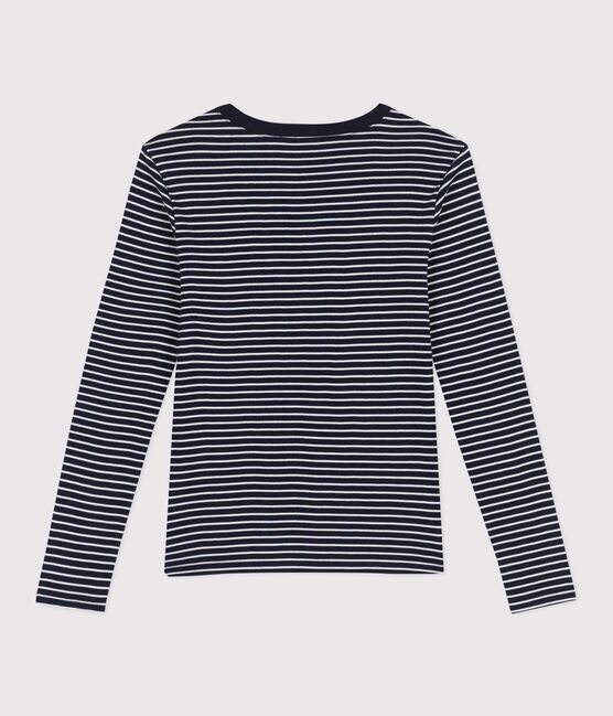 Women's Iconic striped cotton T-Shirt SMOKING blue/MARSHMALLOW white